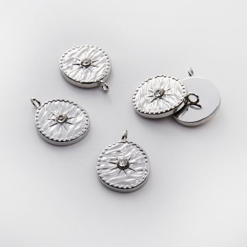 Zawieszka ze stali chirurgicznej słoneczko z cyrkonią w kolorze srebrnym 17mm