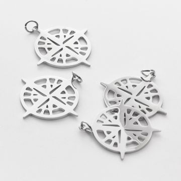 Zawieszka ze stali chirurgicznej róża wiatrów do naszyjników 27mm