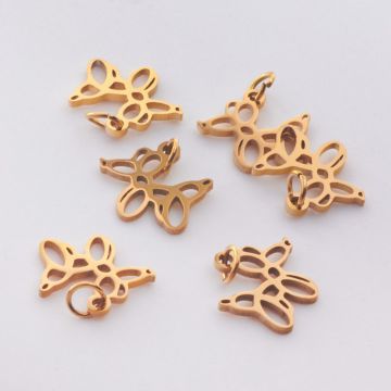 Zawieszka ze stali chirurgicznej piesek z balonów kolorze złotym 11mm PVD