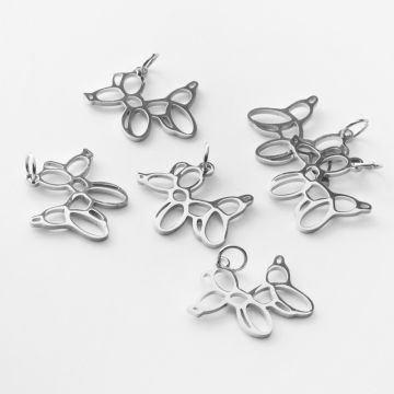 Zawieszka ze stali chirurgicznej piesek z balonów duży w kolorze srebrnym 17mm