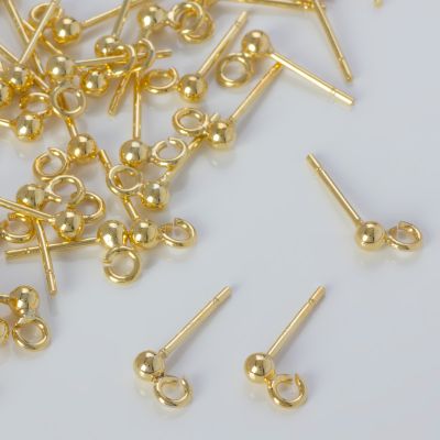 Srebrne sztyfty z kulką AG925 pozłacane 3mm