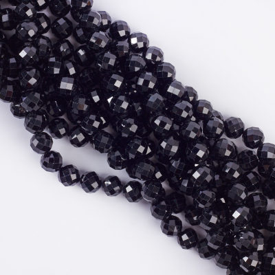 Czarny turmalin kulki fasetowane 10mm