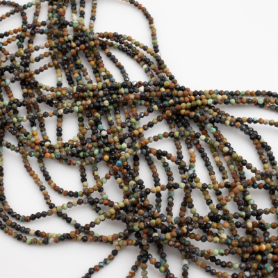 Turkus afrykański kulki fasetowane 2mm