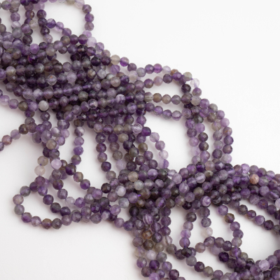 Ametyst kulki fasetowane 4mm