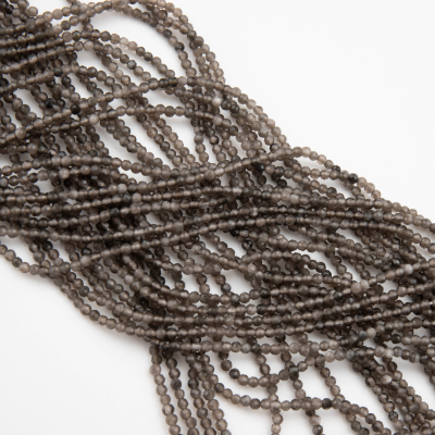 Srebrny obsydian kulka fasetowana 2mm