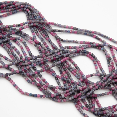 Rubin z szafirem kostka fasetowana 2mm