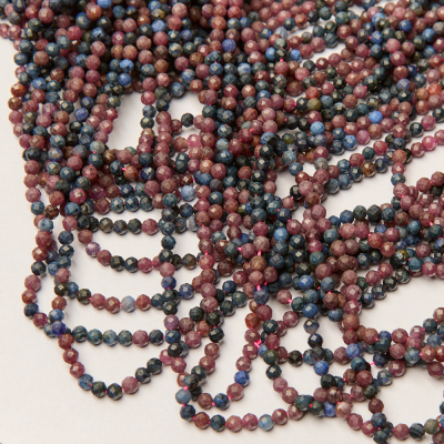 Rubin z szafirem kulka fasetowana 4mm