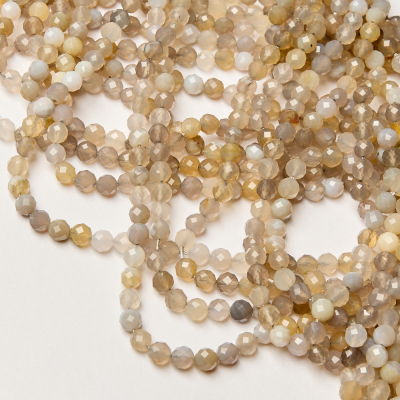 Agat szary kulka fasetowana 6mm