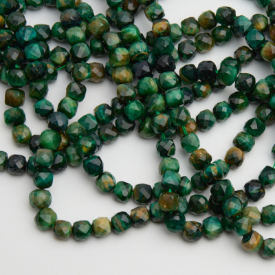 Zielone tygrysie oko kostka fasetowana 7mm