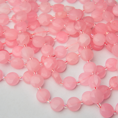 Jadeit różowy dysk fasetowany 10mm