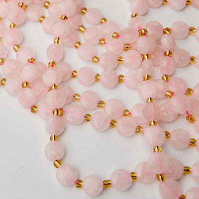 Kryształ górski różowy dysk fasetowana 10mm