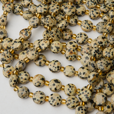 Jaspis dalmatyńczyk dysk fasetowany 10mm