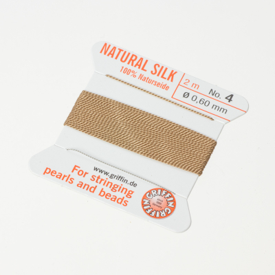 Nici jedwabne z igłą beige 0,6mm