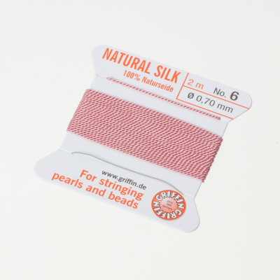 Nici jedwabne z igłą dark pink 0,7 mm