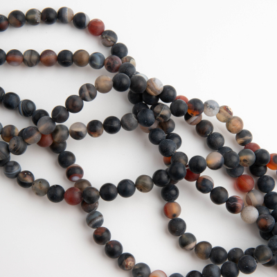 Agat pasiasty kulka matowa 8mm