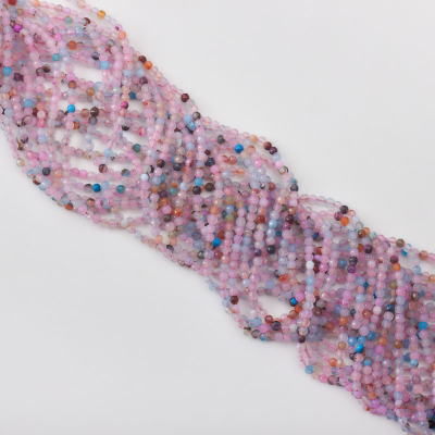 Agat mix fioletowy kulka fasetowana 3mm