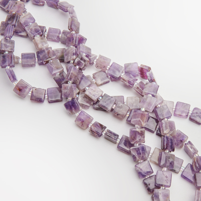 Ametyst kwadrat do makramy z rowkami 10mm