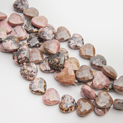 Rodonit serce fasetowane 15mm