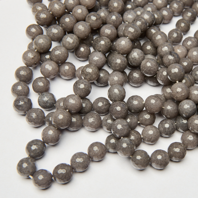 Jadeit kulka fasetowana szara 12mm