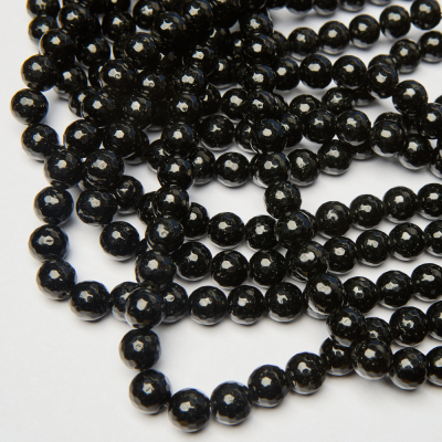 Jadeit kulka fasetowana czarna 12mm