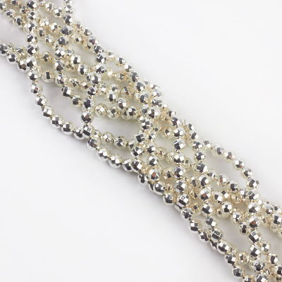 Hematyt platerowany kulka fasetowana light silver 6mm