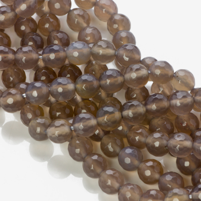Agat kulki fasetowane szare 8mm