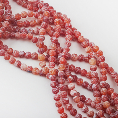 Agat kulka kwasowana matowa czerwona 8mm