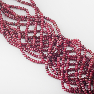 Agat oponka fasetowana mix bordowy 3x4,5mm