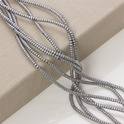 Hematyt platerowany walec mat silver 3x2mm