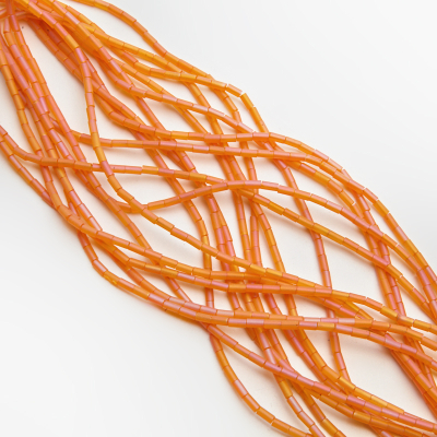 Kryształki słupek gładki mat orange AB 2,5x5mm