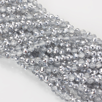 Kryształki kulki fasetowane 96 cuts half silver 6mm