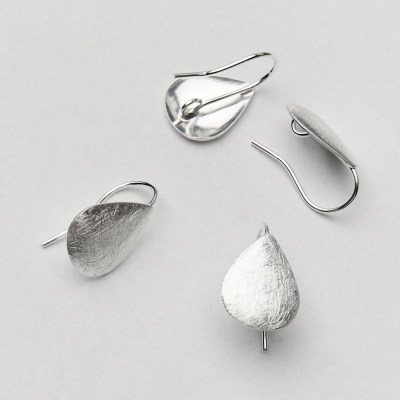 Srebrne bigle z łezką drapaną do kolczyków AG925 20mm