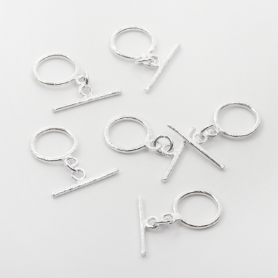 Srebrne zapięcie toggle kółko z patyczkiem satynowe 12mm
