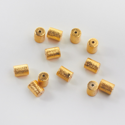 Srebrny walec satynowy pozłacany AG925 8x6mm