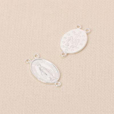 Srebrny łącznik Matka Boska z trzema oczkami AG925 23x13mm