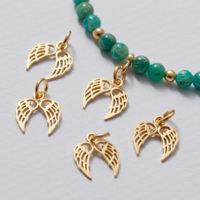 Zawieszka srebrna dwa skrzydła 10 mm AG925 pozłacana