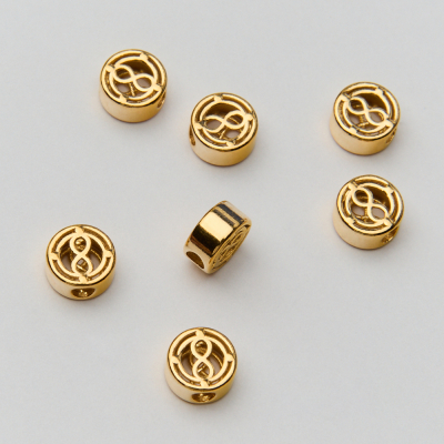 Srebrny koralik ażurowy ze znakiem nieskończoności AG925 pozłacane 8mm