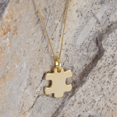 Srebrna gładka zawieszka puzzel AG925 pozłacana 15,5x13mm