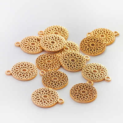 Zawieszka kółko ażurowe z kropeczkami  pozłacane AG925 11,5mm