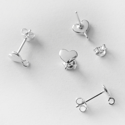 Srebrne kolczyki sztyfty serca z podwieszeniem AG925 8x6,5mm