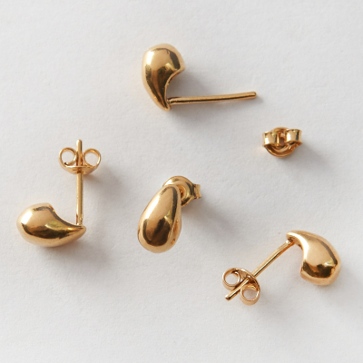 Srebrne kolczyki sztyfty łezki AG925 pozłacane 8,5x5mm