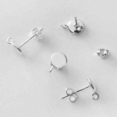 Srebrne kolczyki sztyfty krążki z podwieszeniem AG925 8,5mm