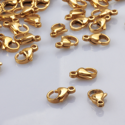 Zapięcie karabińczyk ze stali szlachetnej w kolorze złotym 13mm