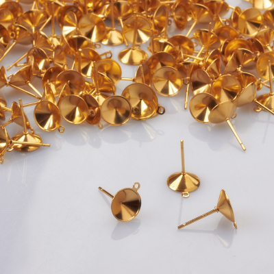 Sztyfty do rivoli z podwieszeniem ze stali szlachetnej w kolorze złotym 8mm