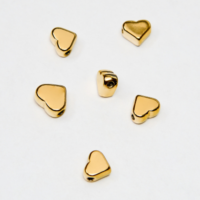 Koralik serce płaskie ze stali szlachetnej w kolorze złotym 5x6mm