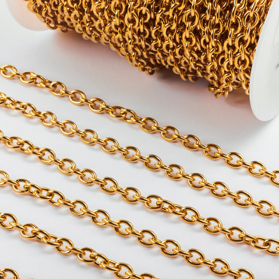 Łańcuszek ze stali chirurgicznej owale gładkie w kolorze złotym 8x6mm