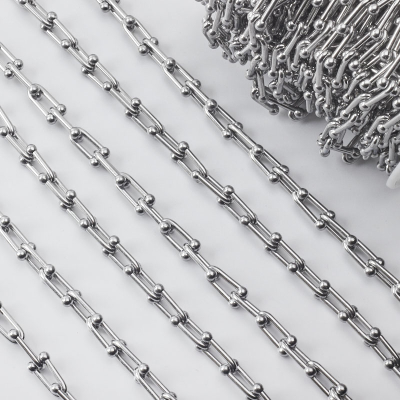 Gruby łańcuch ze stali szlachetnej kształt U w kolorze srebrnym 15,5x6,5mm