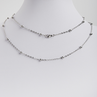 Łańcuszek ze stali szlachetnej forza z kulkami w kolorze srebrnym 45cm
