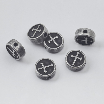 Koralik do męskich bransoletek krzyż ze stali 10,5x4,5mm