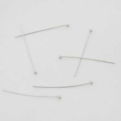 Szpilki z okrągłą główką z mosiądzu w kolorze srebrnym 30x0,5mm